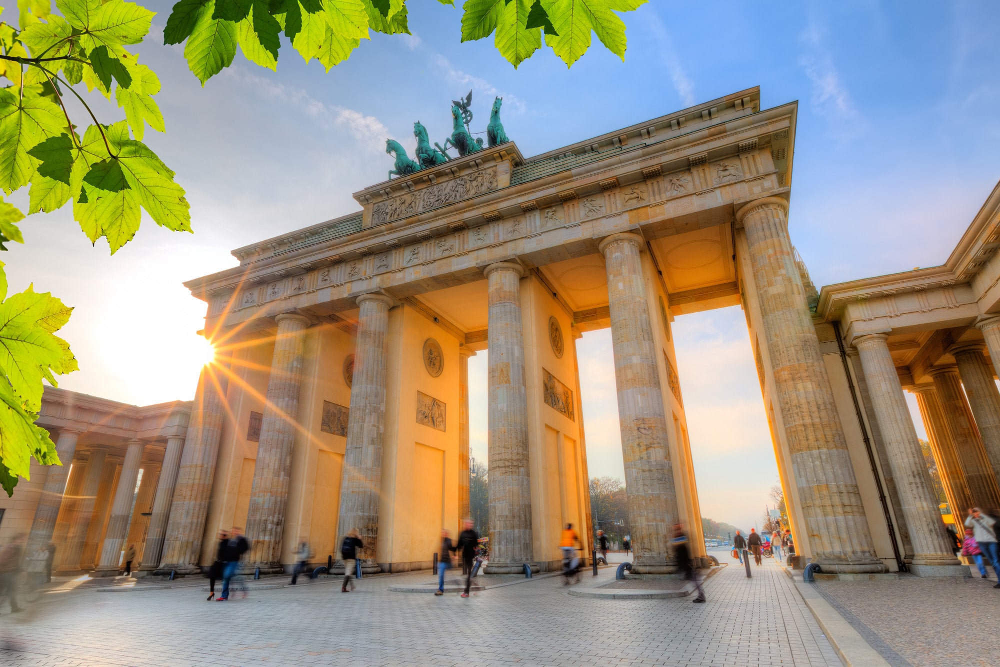 Side view of Brandenburg Gate at sunset