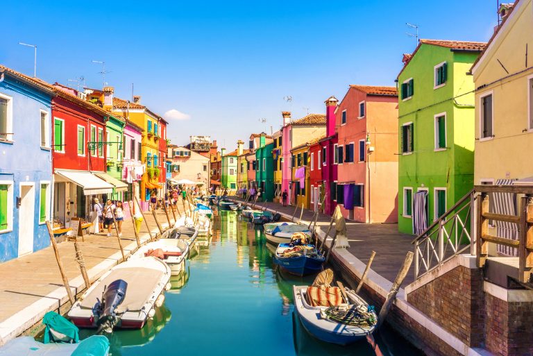 Colorful houses in Burano island near Venice, Italy