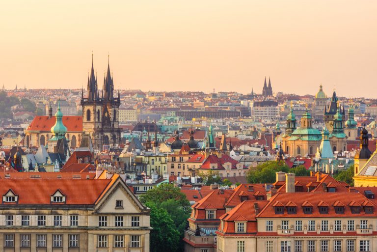 Skyline view of Prague in the morning. Czech Republic