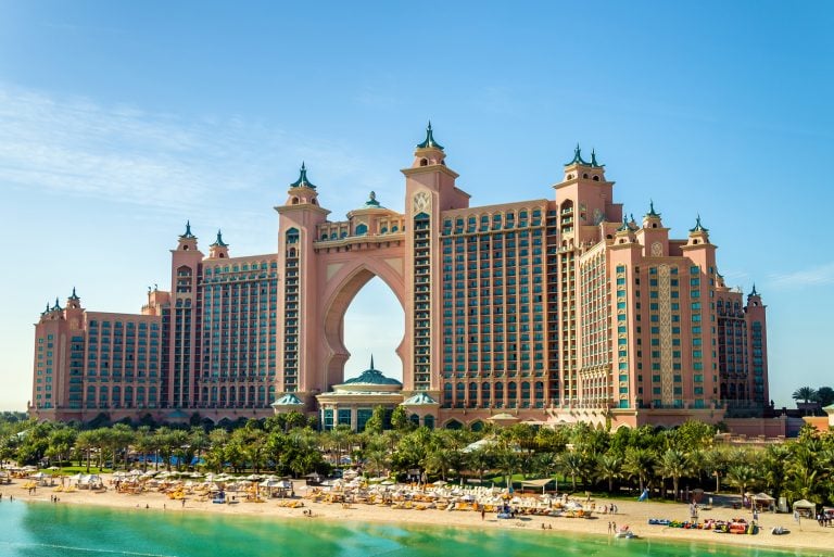 Dubai, UAE - December 31, 2015: Atlantis hotel on December 31, 2015 in Dubai, UAE. Atlantis the Palm is a luxury built on Jumeirah artificial island